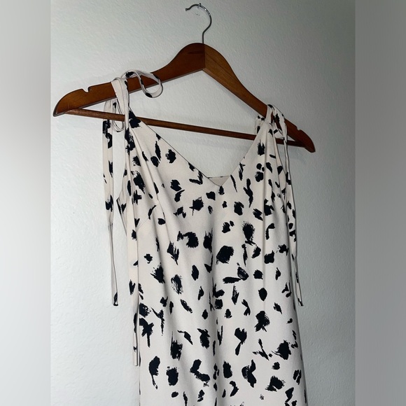 AUDREY 3+1 Leopard Speckled Ink Blot Print Tie Strap Midi Slip Style Dress EUC - Picture 5 of 16